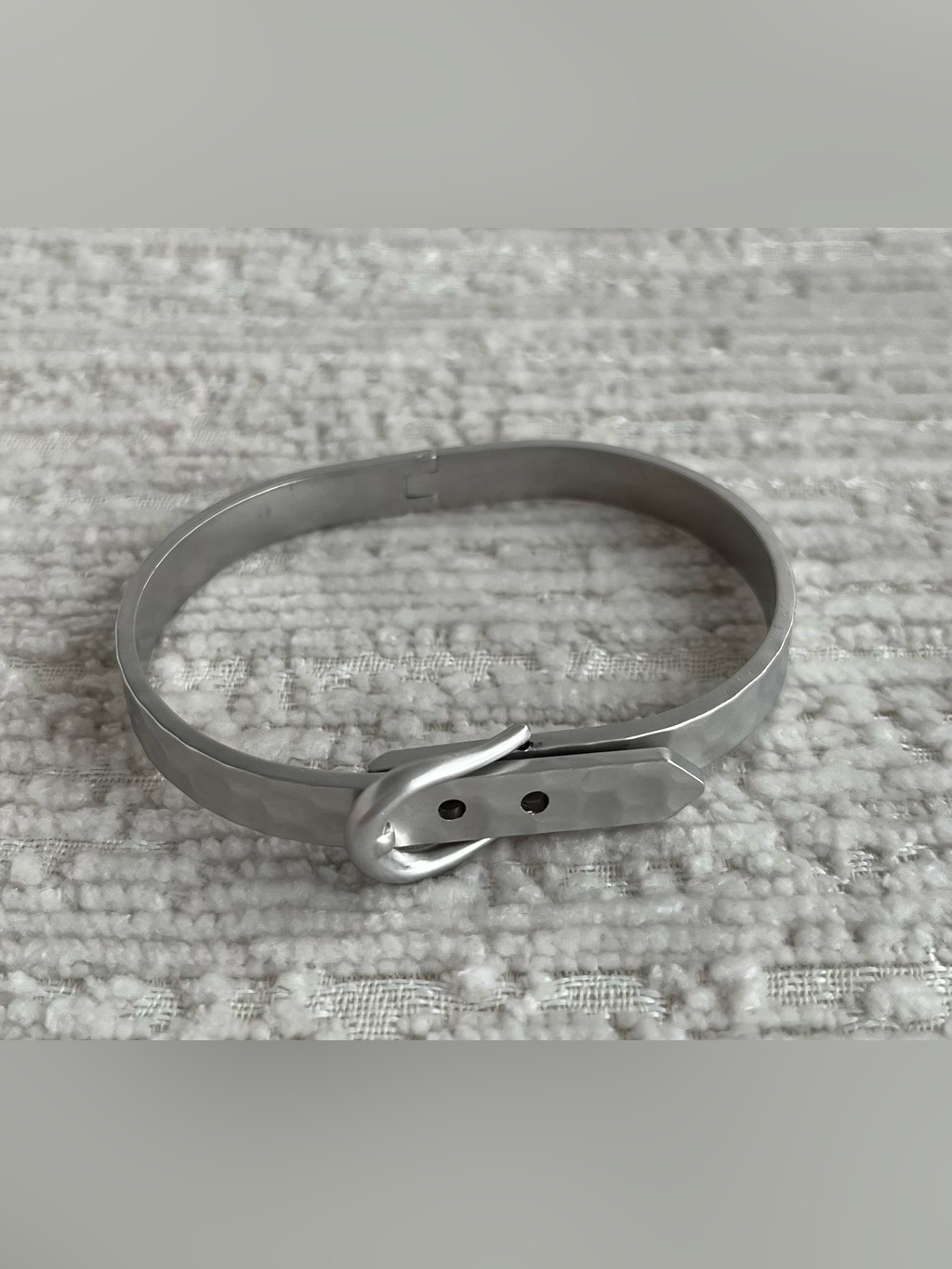 SilverTone Hammered BeltWatch Style Bracelet